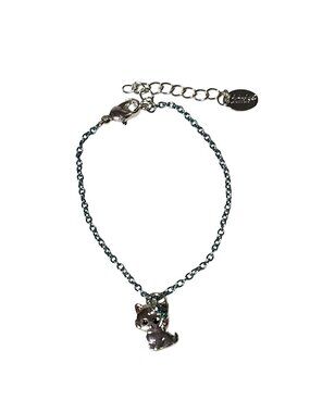 Claire’s Cat Charm Bracelet Blue Chain Rhinestone Kitten Kitty Kawaii Y2K